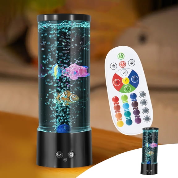 Aihimol LED Fish Lamp, Fish Aquarium Decorative Lamp With Remote Control, Mini Bubble Lamp With Multi-Color Changing Aquarium Light, Aquarium Lamp