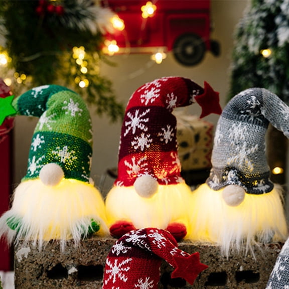 Aihimol Light up Soft Plush Gnome Doll Xmas Tabletop Decor,Glowing Nordic Knitted Goblin Ornaments With Lights For Kids Holiday Home Party Christmas Decoration