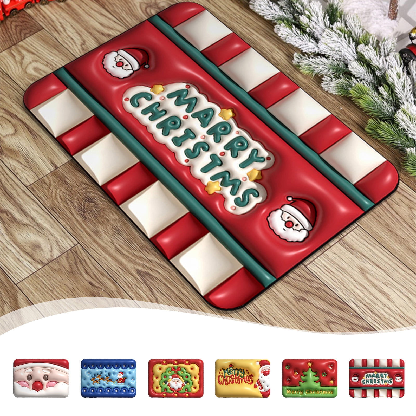 Aihimol Merry Christmas Bath Mat,Christmas Bathroom Rugs,Extra Soft and