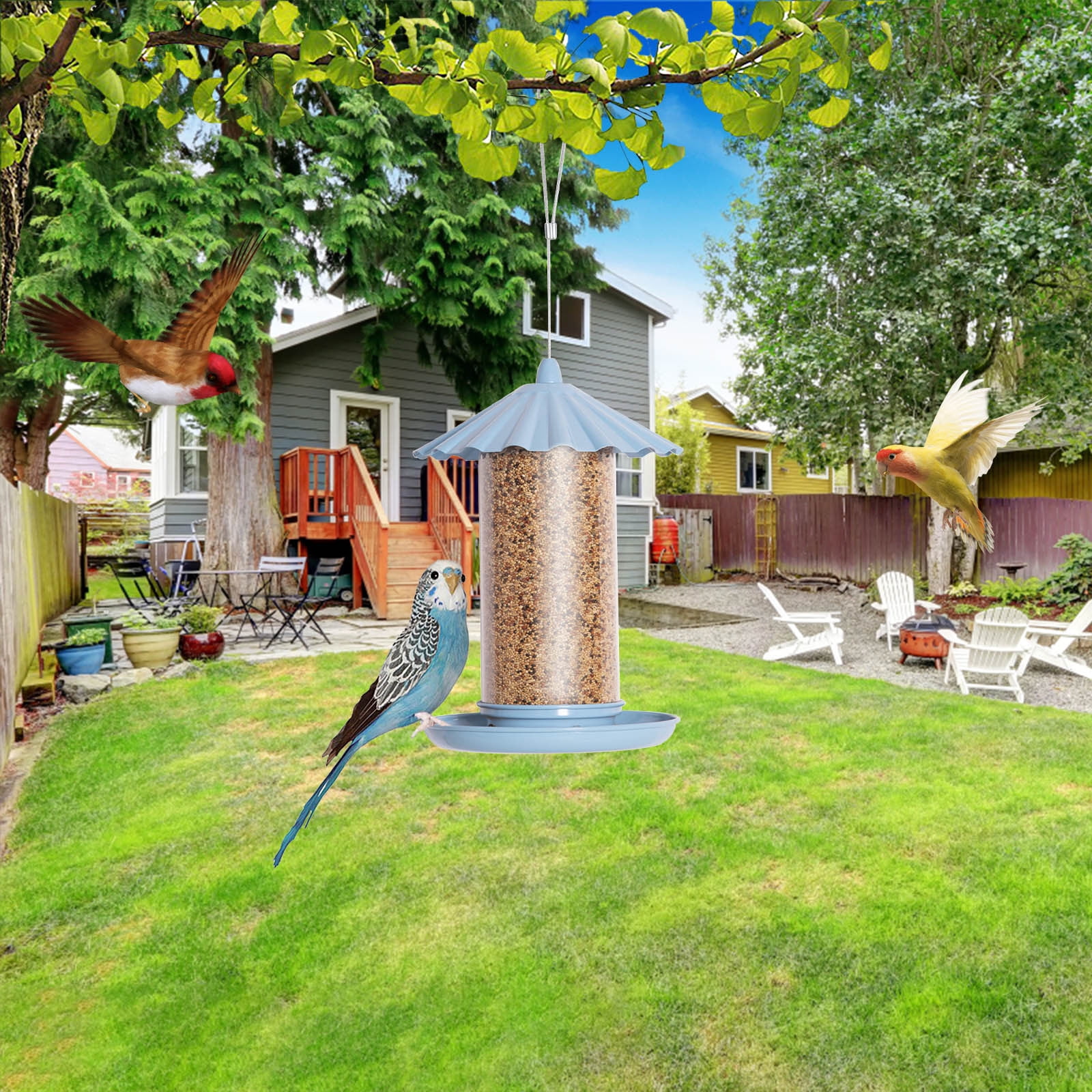 Aihimol Metal Bird Feeder,Outdoor Hanging Bird Seed,Wild Bird Feeders