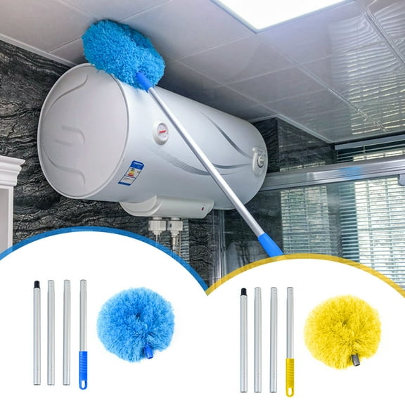 Aihimol Microfiber Duster with Extension Pole(Stainless Steel) Fully Extended To 55.12 inches,with Bendable Head,Extendable Long Duster for Cleaning Ceiling Fan,High Ceiling, Keyboard,Furniture Cars