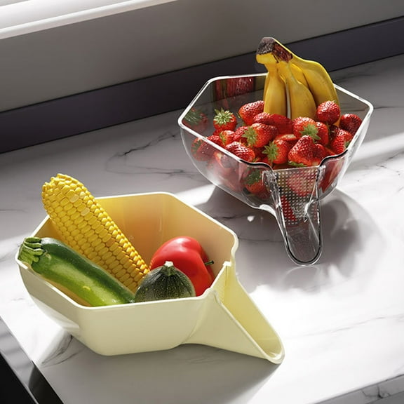 Aihimol Multi-functional Drainer Basket - PET Hexagon Fruit Cleaning Bowl With Strainer Container Kitchen Sink Food Catcher Vegetable Washing Filter Bowl Over The Sink Colander