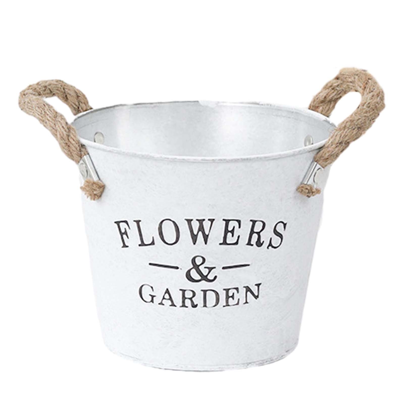 Aihimol Outdoor Flower Pots Metal Bucket Flower Pots Iron Milk Can Vase