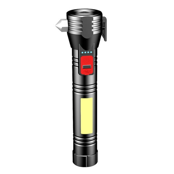 Aihimol Outdoor Multifunctional Fire Torch, USB Plug-in Torch With Fire Cutters And Fire Hammer, Torch With Side Light, 3-mode Light