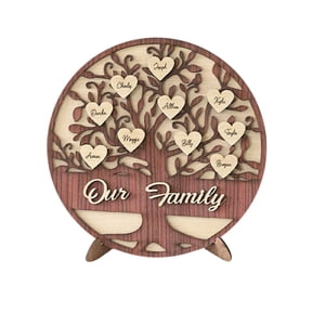 Aihimol Personalized Custom Name Family Tree Wooden Decor Desktop Sign Wooden Decoration Sign Gift For Mom With Names On Heart Shape