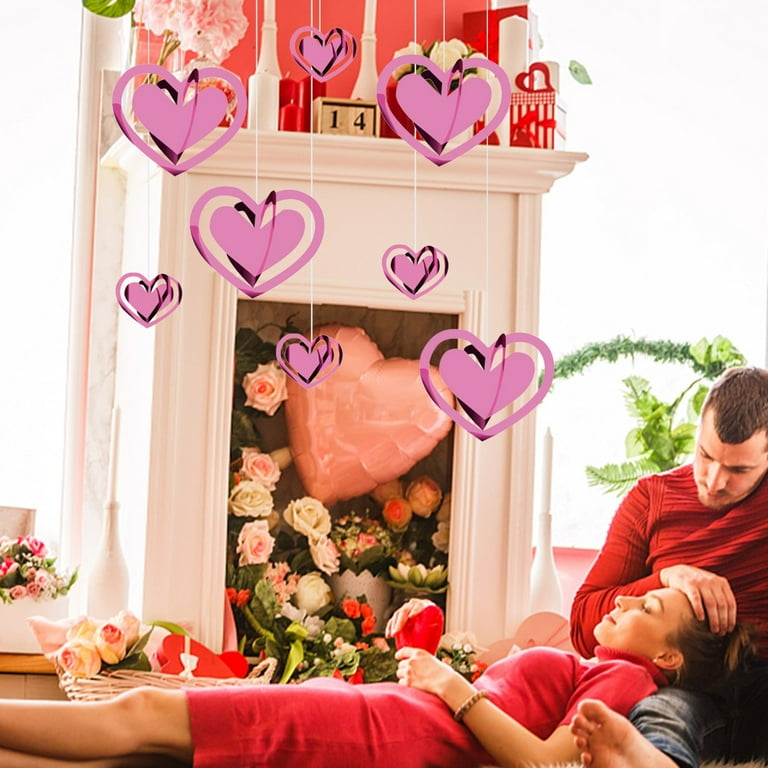 Valentines Hanging Swirl Decorations - 36 Piece Romantic Ceiling Streamers For Party & Office Decor