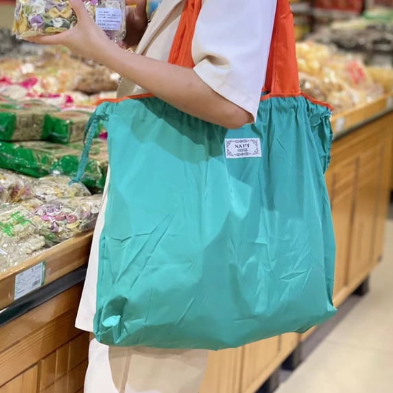 Aihimol Reusable-Grocery-Bags-Foldable-Machine-Washable-Reusable-Shopping-Bags Colorful Large Folding Reusable Bags Zipper Storage Pouch Lightweight Poly