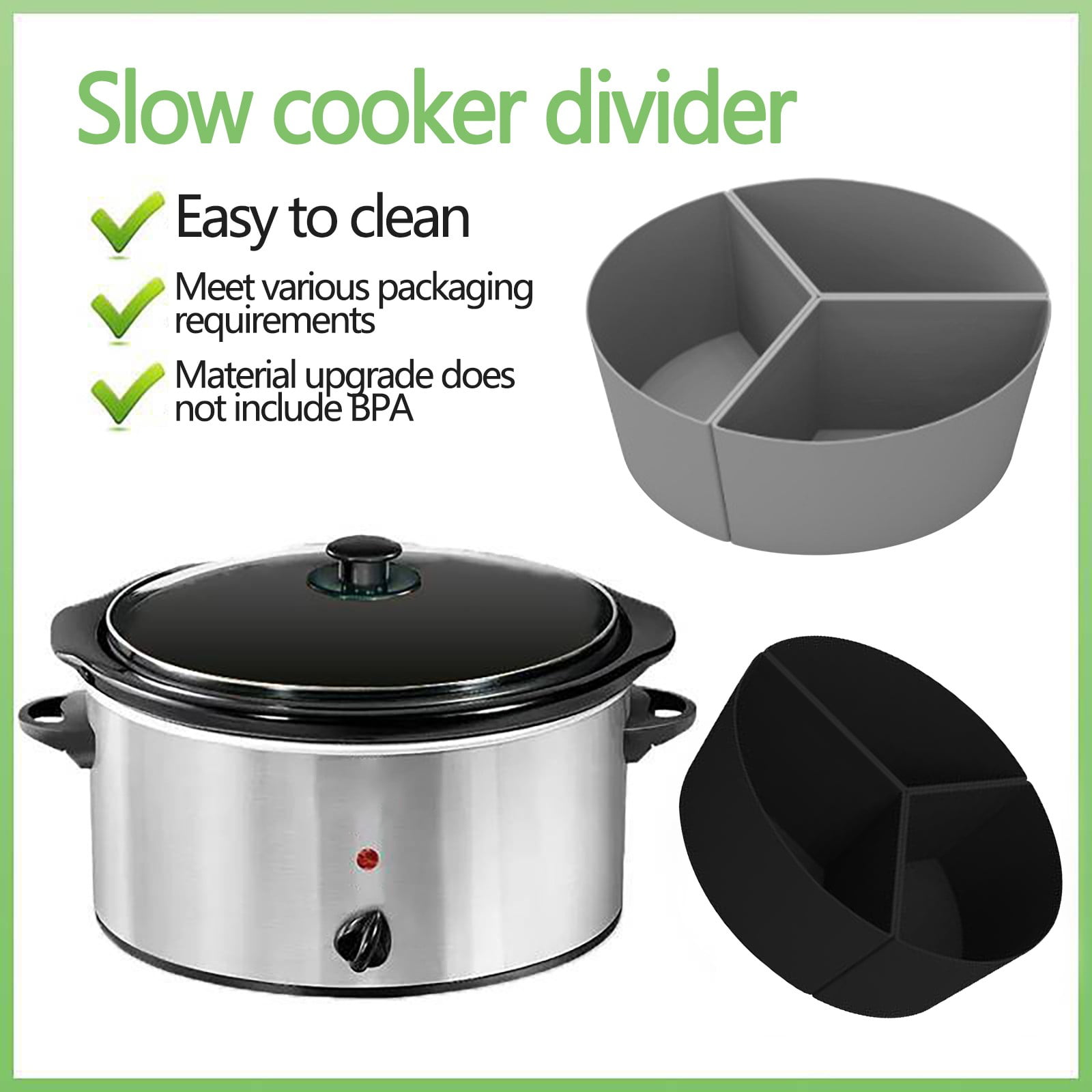 Aihimol Slow Cooker Divider Silicone Liners,Crockpot and Slow Cookers Compatible,Cook Three