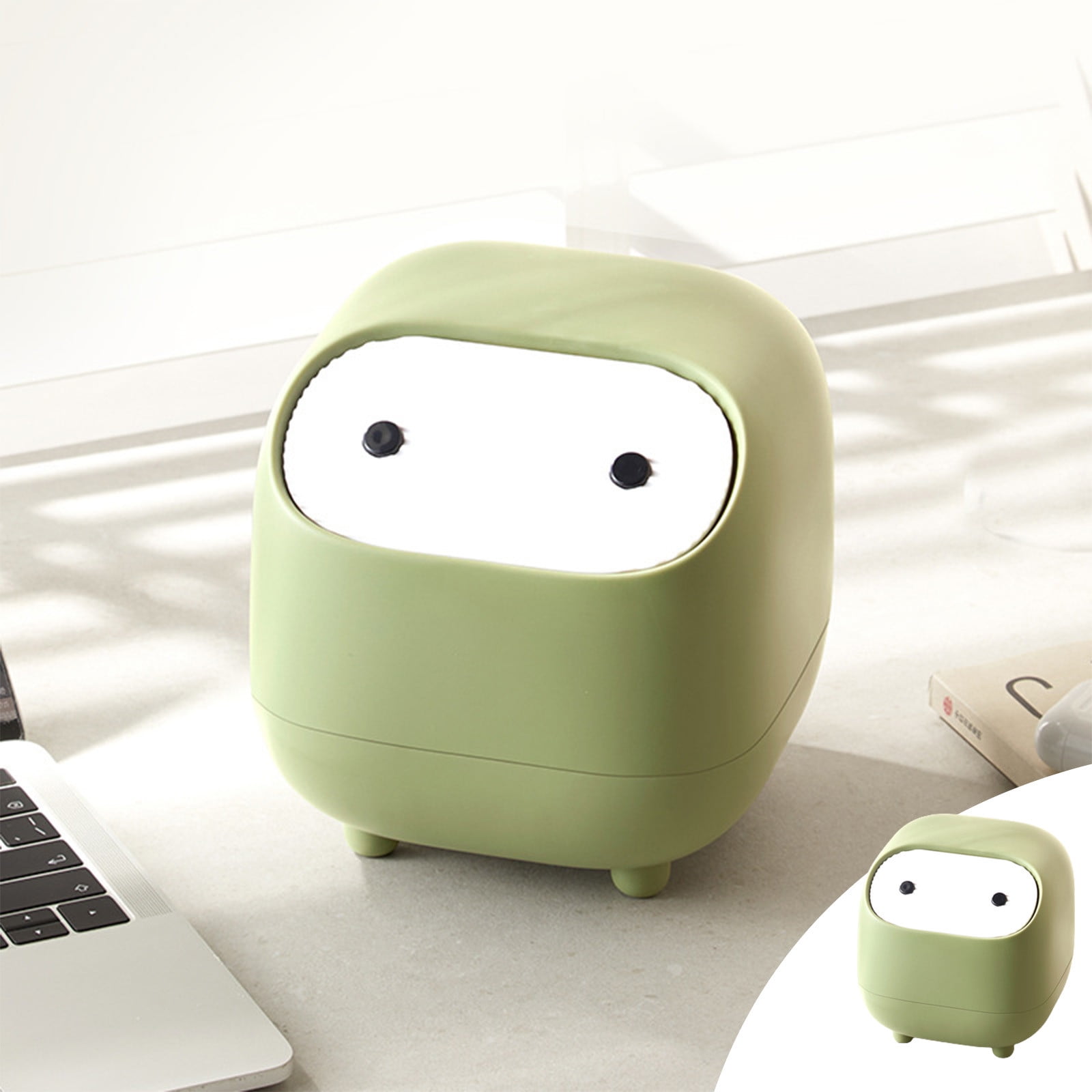 Aihimol Small Desktop Trash Can with Lid for Desk Trash Cans Cute Mini