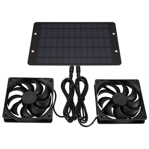 Aihimol Solar Panel Chicken House Solar Exhaust Fan Solar Double Fan with Protective Mesh Exhaust Fan Portable Energy