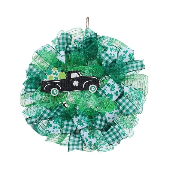 Aihimol St. Patrick's Day Door Wreath Irish Festival Car Wreath Spring Easter Decorative Flowers Ribbon Doors Walls Home Decor