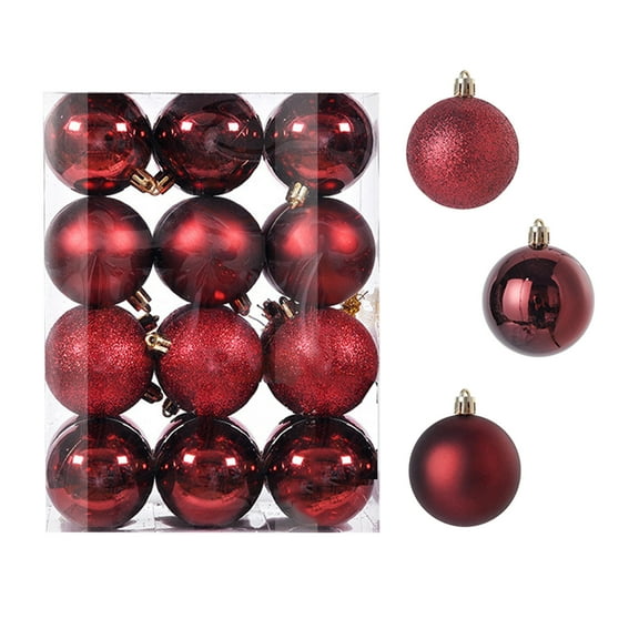 Aihimol Store Buy Two Save More Christmas Tree Decoration Balls 24PCS Christmas Tree Ornament Pendant Party Supplies Tree Hanging Plastic Ball