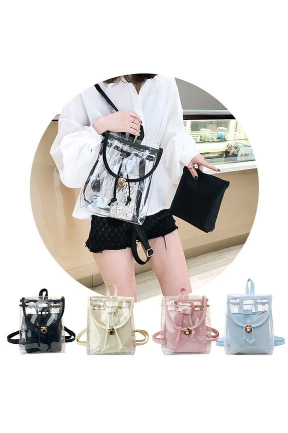 Transparent Backpack/Handbag, Transparent Multipurpose Travel Bag, Transparent Vinyl Travel Bag, Ball Game Concert Transparent Holder Backpack With An Opaque