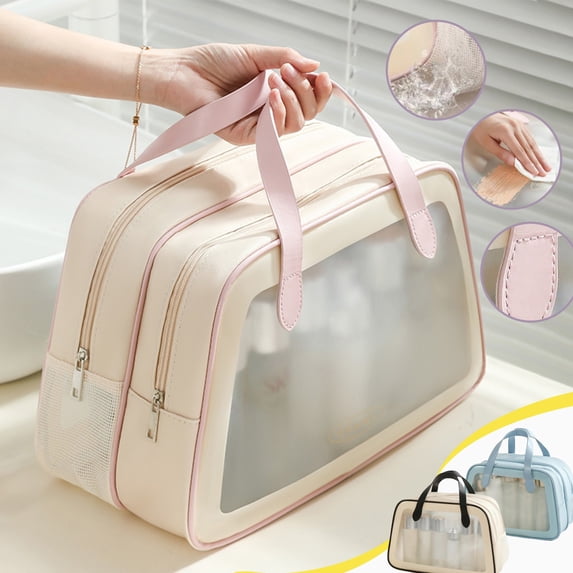 Aihimol Travel Toiletry Bag Easy Clean Makeup Organizer Through Hanging Cosmetic Bag Travel Accessories Full Sized Toiletries Shampoo, Toothbrush Bags For Women