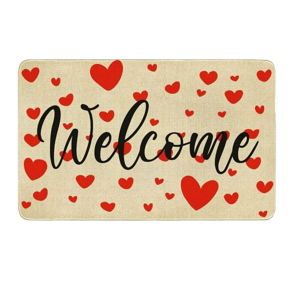 Aihimol Valentines Day Door Mat Valentines Welcome Mats Outdoor for Front Door Valentine Gnomes Love Hearts Gifts Non Slip Doormat indoor Entryway Floor Rug for Outsi