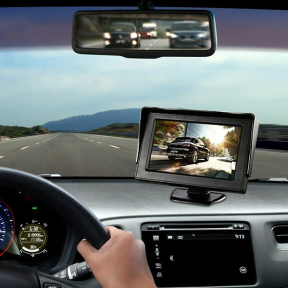 Aihimol Vehicle Universal HD LCD Display 4.3-inch Monitor With Sunshade Car 9-35V Universal Support Two-way Video Input You Can Watch Movies And TV Programs