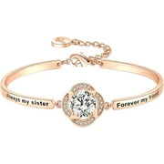 Aihitero Christmas Inspirational Gift Always My Sister/Mother/Daughter Forever My Friend Flower Bangle Bracelet Rose Gold Jewelry for Women Girls Her Birthday Anniversary Thanksgiving