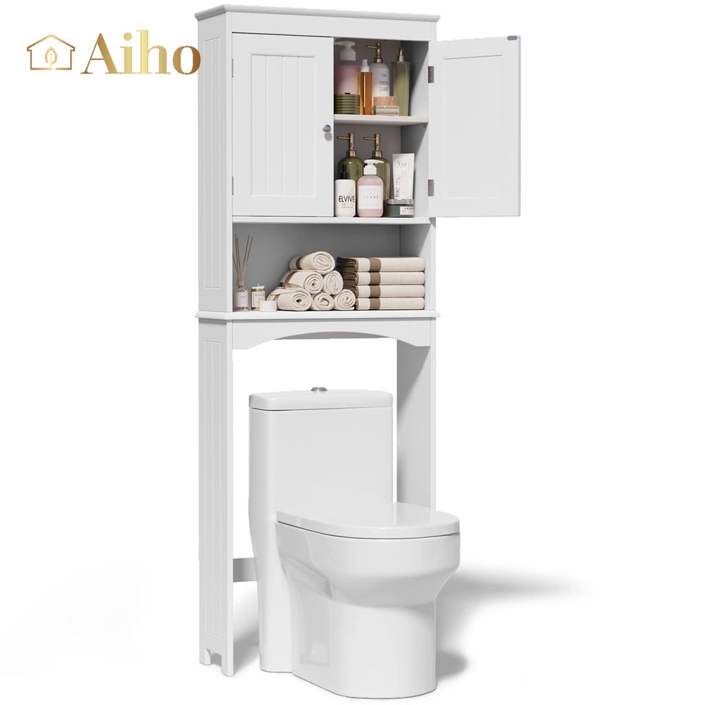 Aiho Over The Toilet Storage Cabinet, Bathroom Shelf Over Toilet, Bathroom Storage Cabinet Organizer - White