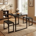 thumbnail image 1 of Aiho 25.6" Dining Table Set for 2, Kitchen Table with 2 Stools, Wood Dining Room Dinette Sets with Metal Frame for Breakfast Nook and Small Space - Black, 1 of 6