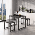 thumbnail image 1 of Aiho 25.6" Dining Table Set for 2, Kitchen Table with 2 Stools, Wood Dining Room Dinette Sets with Metal Frame for Breakfast Nook and Small Space - Black, 1 of 6