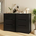 thumbnail image 1 of Aiho 3 Drawer Dresser, White Wood Storage Cabinet with Cutout Handles for Bedroom, Black, 1 of 11