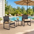 thumbnail image 1 of 3 Piece All-Weather PE Rattan Patio Bistro Set, Outdoor Wicker Patio Furniture Set, Conversation Chairs with Tempered Glass Table for Balcony Yard Poolside Garden, Beige, 1 of 6