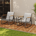 thumbnail image 1 of Aiho Outdoor Rocking Chairs Set of 3 with Breathable Textilene, Outdoor Patio Furniture Set with Tempered Glass Table, For Patio, Outdoor Garden, Lawns, Balcony, Backyard, Porch and Poolside-Gray, 1 of 10