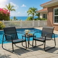 thumbnail image 1 of 3 Pieces Patio Furniture Set with Metal Frame Glass Table, Bistro Table and Chairs Set for Lawn - Black, 1 of 7