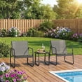 thumbnail image 1 of 3-Piece Outdoor Patio Furniture Set, Modern Textilene Conversation Set with Coffee Table, All-Weather Bistro Set for Lawn, Balcony, Backyard, and Porch, Gray, 1 of 7