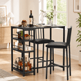 thumbnail image 1 of Aiho 3 Pieces Dining Table Set for 2, Counter Height Bar Table Set with Storage Shelves, Pub Table and Padded Chairs for Kitchen, Dining Room - Black, 1 of 10