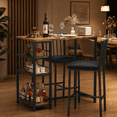 thumbnail image 1 of Aiho 3 Pieces Dining Table Set for 2, Counter Height Bar Table Set with Storage Shelves, Pub Table and Padded Chairs for Kitchen, Dining Room - Retro, 1 of 11