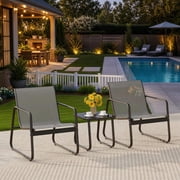 3-Piece Outdoor Patio Furniture Set – All-Weather Textilene Conversation Set, Rust-Proof & Space-Saving Balcony Bistro Set with High Weight Capacity, Ergonomic Comfort, Gray