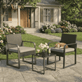 thumbnail image 1 of Aiho 3-Piece Wicker Patio Bistro Set, All Weather Outdoor Chairs Set with Glass Top Table & Soft Cushions, Outdoor Furniture for Garden, Backyard, Balcony, Deck - Gray, 1 of 10