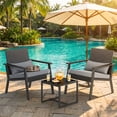 thumbnail image 1 of 3-Piece Wicker Outdoor Patio Furniture Set with Glass Table, Ergonomic Chairs for Balcony, Porch, Garden & Poolside, Gray, 1 of 7