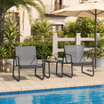 thumbnail image 1 of 3-Piece Outdoor Bistro Furniture Set, 2-Seater Patio Conversation Chairs with Anti-Rust Metal Frame, Gray, 1 of 9