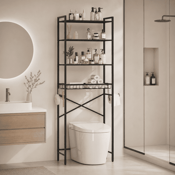 Aiho 3-Shelf Over the Toilet Space Saver,Over the Toliet Storage Cabinet for Bathroom, Lavatory, Laundry