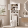 thumbnail image 1 of Aiho Over The Toilet Storage Cabinet Bathroom Shelves Organizer Space Saver Freestanding Restroom Shelf with Doors Anti-Tip Device Adjustable Shelf - White, 1 of 7