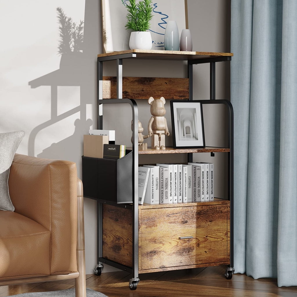 Aiho 3 Tier Kitchen Storage Stand with Drawer, Storage Bag Retro