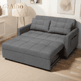 thumbnail image 1 of Aiho Convertible Sofa with Pull Out Bed, 3 in 1 Futon Sleeper Couch Bed with Side Pocket & Adjustable Backrest, Perfect for Living Room, Bedroom, Dark Gray, 1 of 10