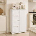 thumbnail image 1 of Aiho Wooden Kitchen Pantry Cabinet, 31.5"L Kitchen Storage Cabinets with 4 Drawers, 1 Door and Adjustable Shelves, For Kicchen, Dining Room, Livingroom, Bathroom - White, 1 of 10