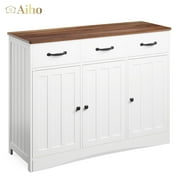 Aiho 32" H Kitchen Storage Cabinet, Coffee Bar Cabinet with Adjustable Shelves & Doors & Drawers, Sideboard Buffet Cabinet for Kitchen, Dining Room - Brown