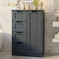 thumbnail image 1 of Aiho 33.5 "H Wooden Bathroom Storage Cabinet with 4 Drawers, a Cupboard and Adjustable Dividers for Bathroom,Living room,and Bedroom - Gray, 1 of 9