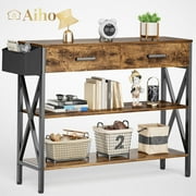 Aiho 39 "L Console Table with Drawers, Entryway Table with Storage Shelves, Sofa Table for Living Room, Entryway - Rustic Brown