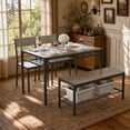 thumbnail image 1 of 43” Dining Table Set with Storage Rack, 4-Piece Kitchen Table with 2 Chairs and Bench for Small Space, Breakfast Nook & Apartment, Gray, 1 of 7