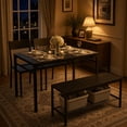 thumbnail image 1 of 43” Dining Table Set with Storage Rack, 4-Piece Black Kitchen Table with 2 Chairs and Bench for Small Space, Breakfast Nook & Apartment, 1 of 7