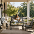 thumbnail image 1 of Aiho 4 Pieces Patio Furniture Set, All-Weather Outdoor Conversation Set with Coffee Table & Removable Cushions, Perfect for Patio, Garden, Yard, Gray, 1 of 10