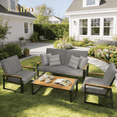 thumbnail image 1 of Aiho 4 Pieces Patio Furniture Set, All-Weather Outdoor Conversation Set with Coffee Table & Removable Cushions, Perfect for Patio, Garden, Yard, Gray, 1 of 9
