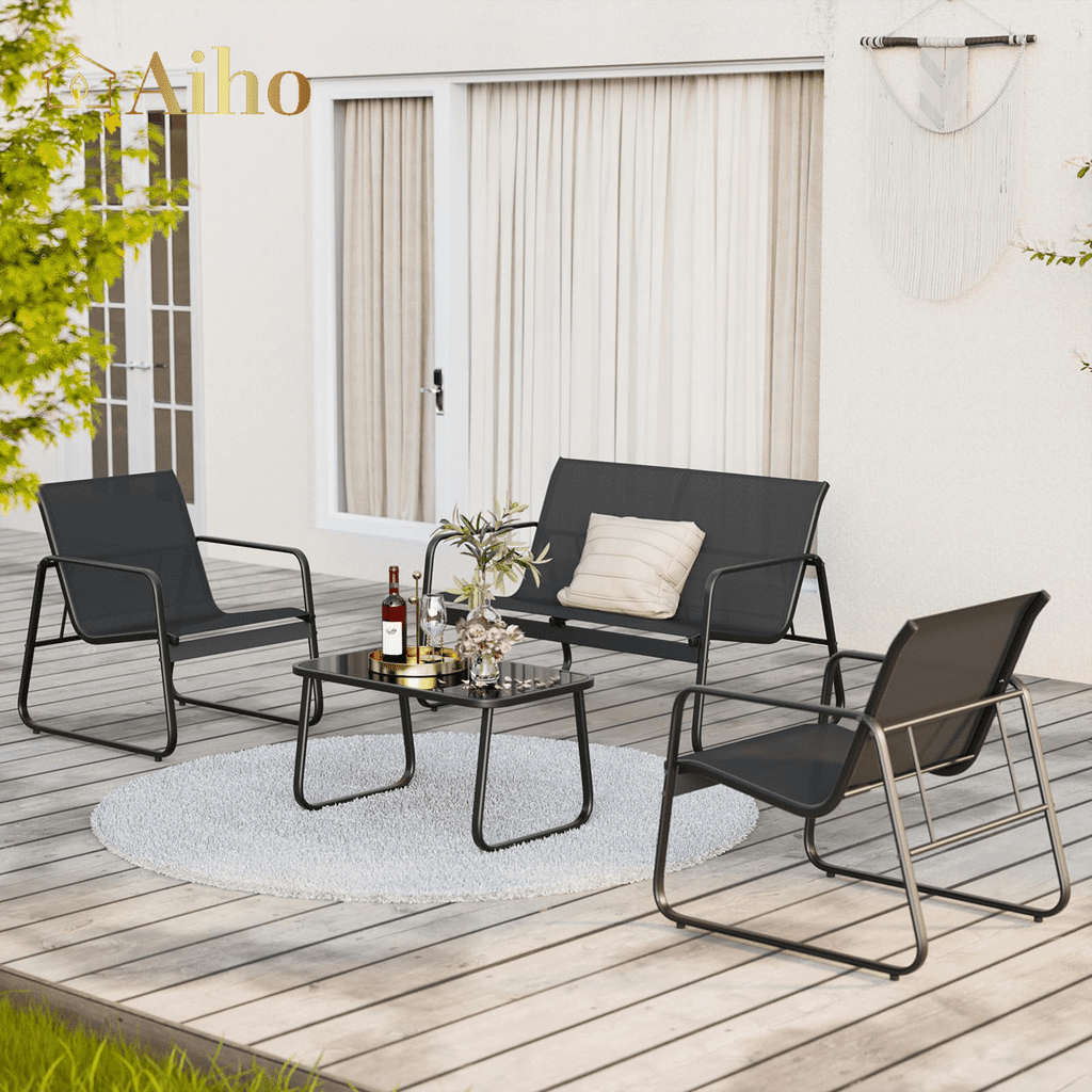 Aiho Outdoor Chairs Set of with Table Black Walmart Business