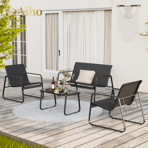 Aiho Outdoor Chairs Set of with Table Black Walmart Business