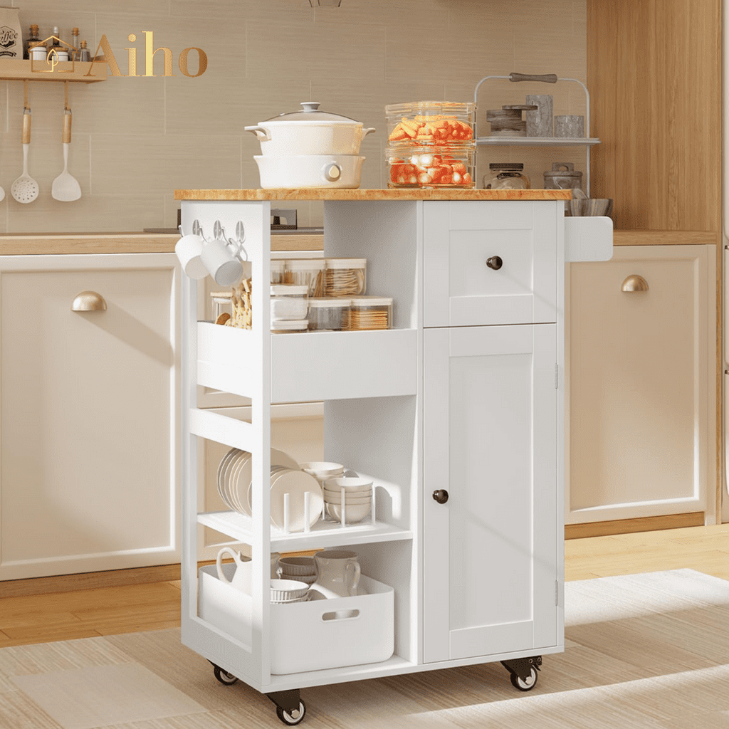Drawers Kitchen Cart With Spice Rack INCLAKE Rolling Kitchen